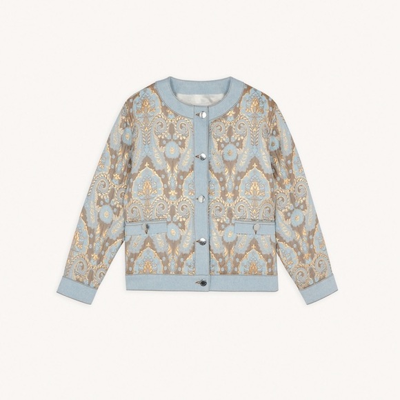 NWT $565 Sandro Orcan Metallic Jacquard Jacket Coat - Picture 6 of 8